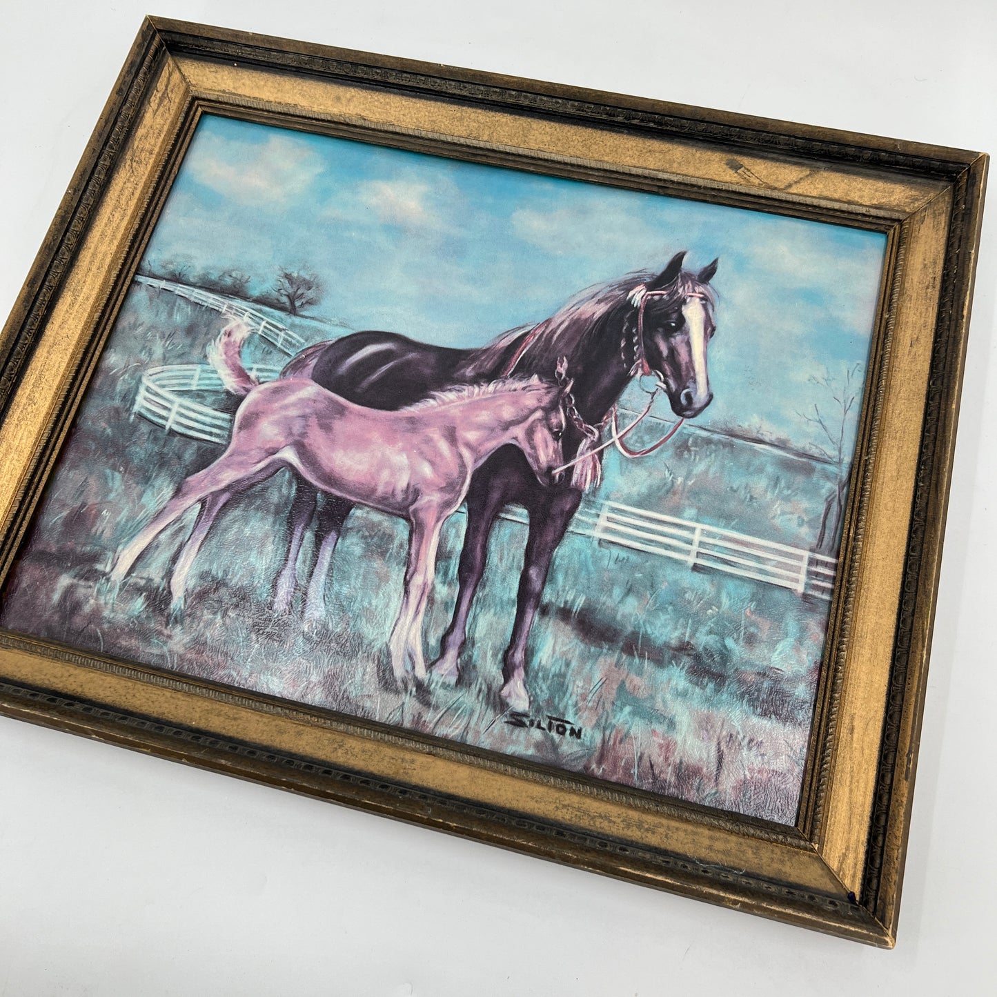 Vintage Framed Print Horse by Silton