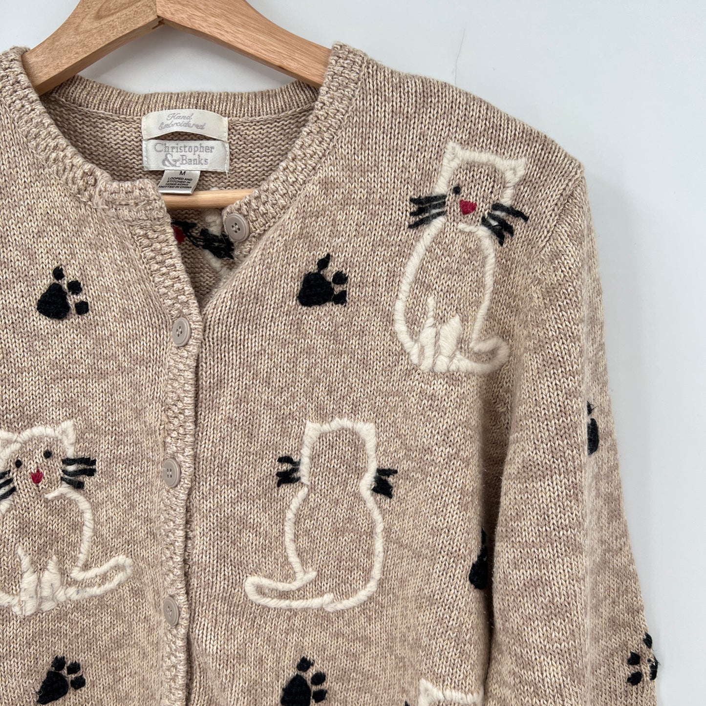 SOLD. Christopher & Banks Ramie Cotton Cat Sweater M
