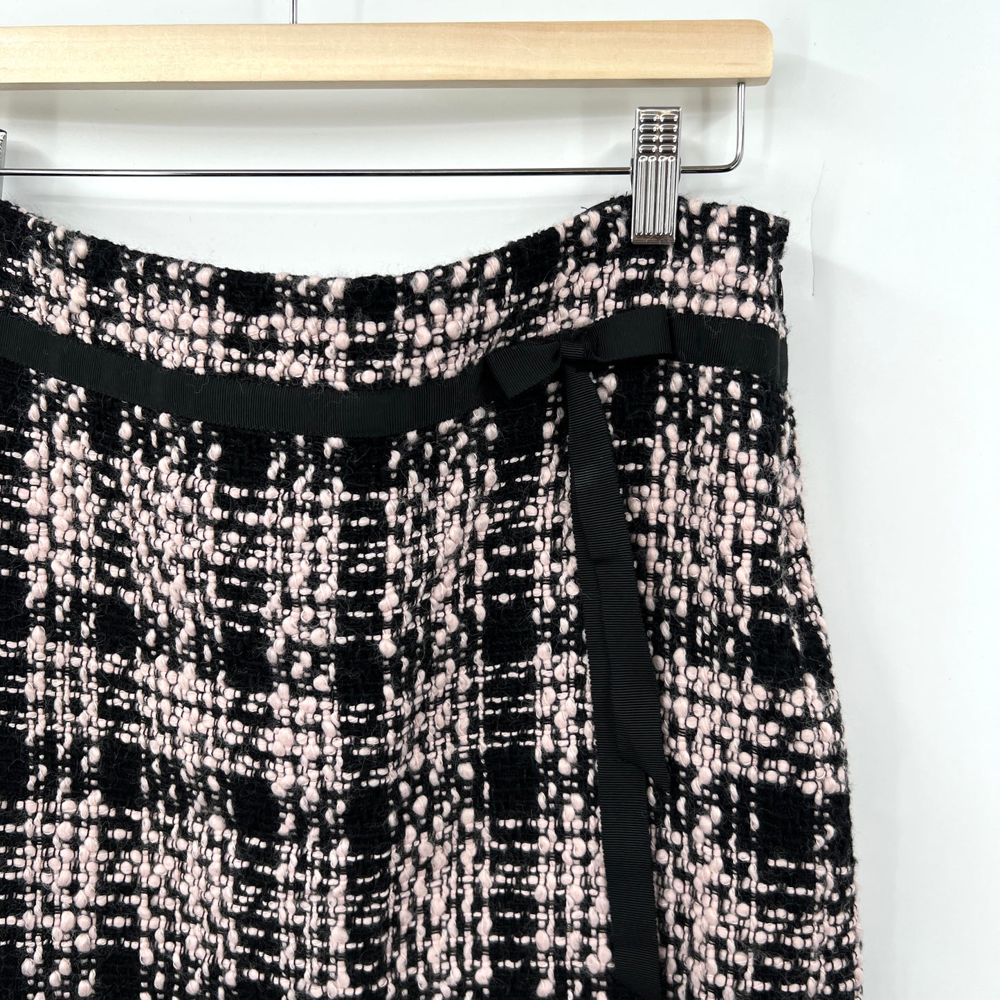 Wool Blend Checked Tweed Mini Skirt