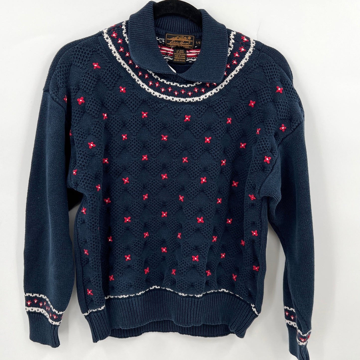 sold Vintage Eddie Bauer Peter Pan Collar Cotton Sweater L