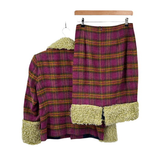 Concrete Clothiers Faux Fur Plaid Skirt & Blazer Set