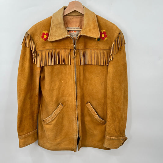 Vintage Suede Beaded Fringe Jacket