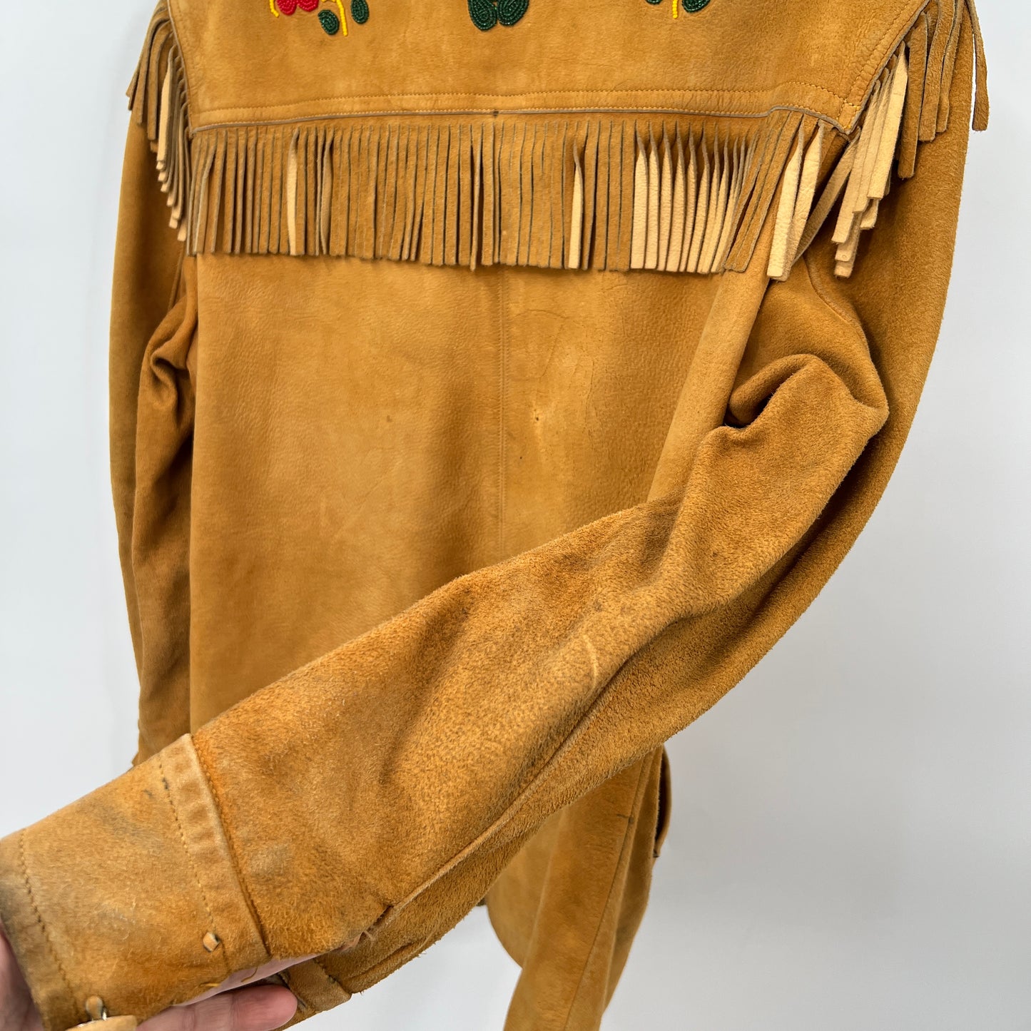 Vintage Suede Beaded Fringe Jacket