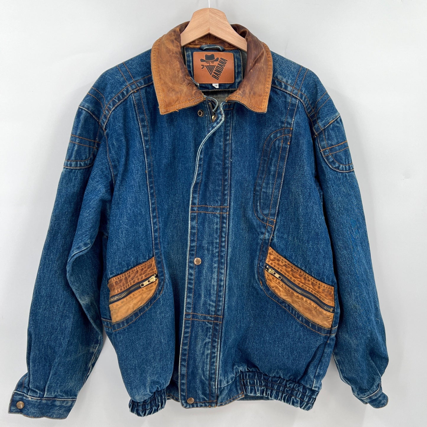 SOLD. Vintage Bandana Denim Trucker Jacket M