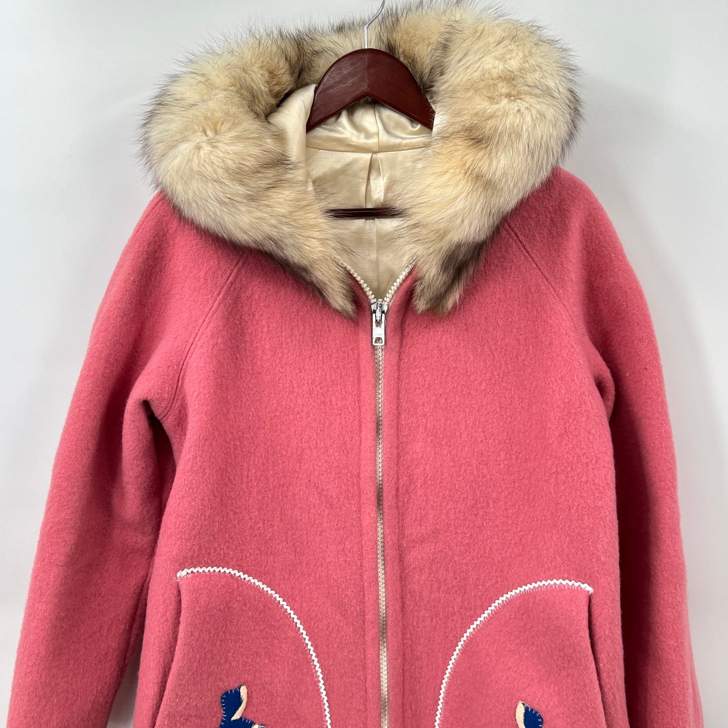 Vintage Wool Fur Hooded Coat