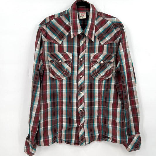 True Religion Plaid Snapped Button Shirt