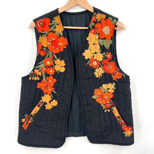 Open Quilted Light Floral Vest S