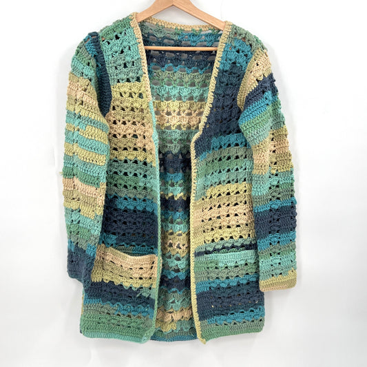 SOLD. Crochet Long Open cardigan S