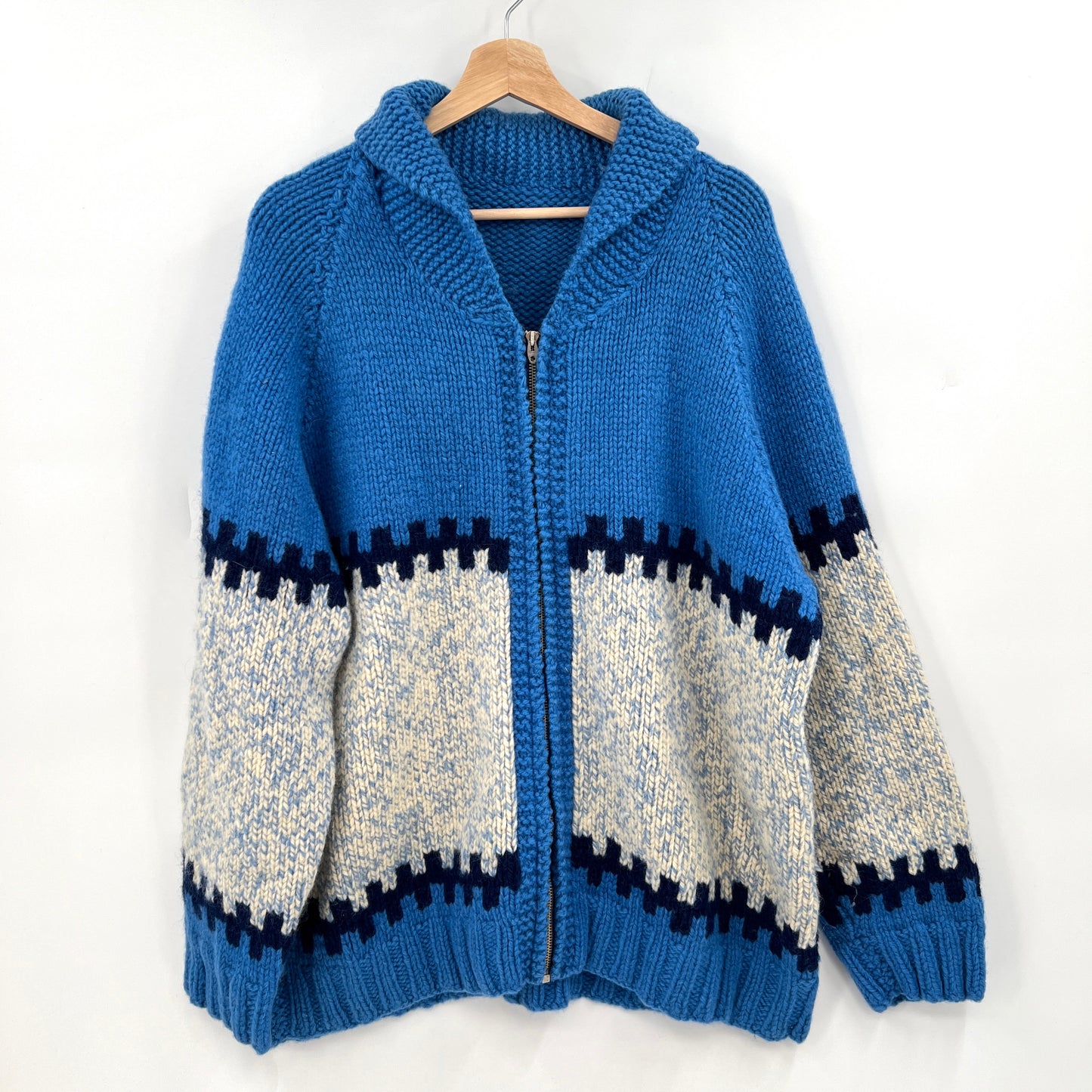 SOLD. Vintage Thick Wool Cowichan Style Cardigan XL-XXL