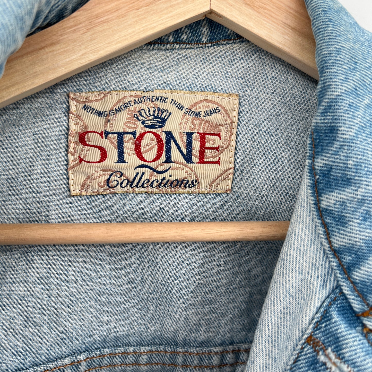 Vintage Stone Cropped Denim Jacket XS