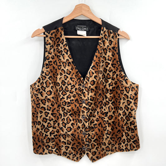 Vintage Tall Girl Cheetah Print Vest M