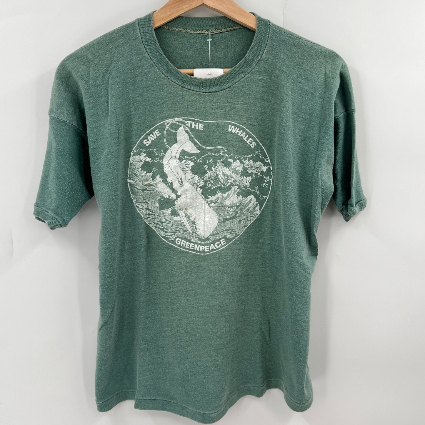 SOLD. Vintage Greenpeace Loopwheel Save the whales Tee S