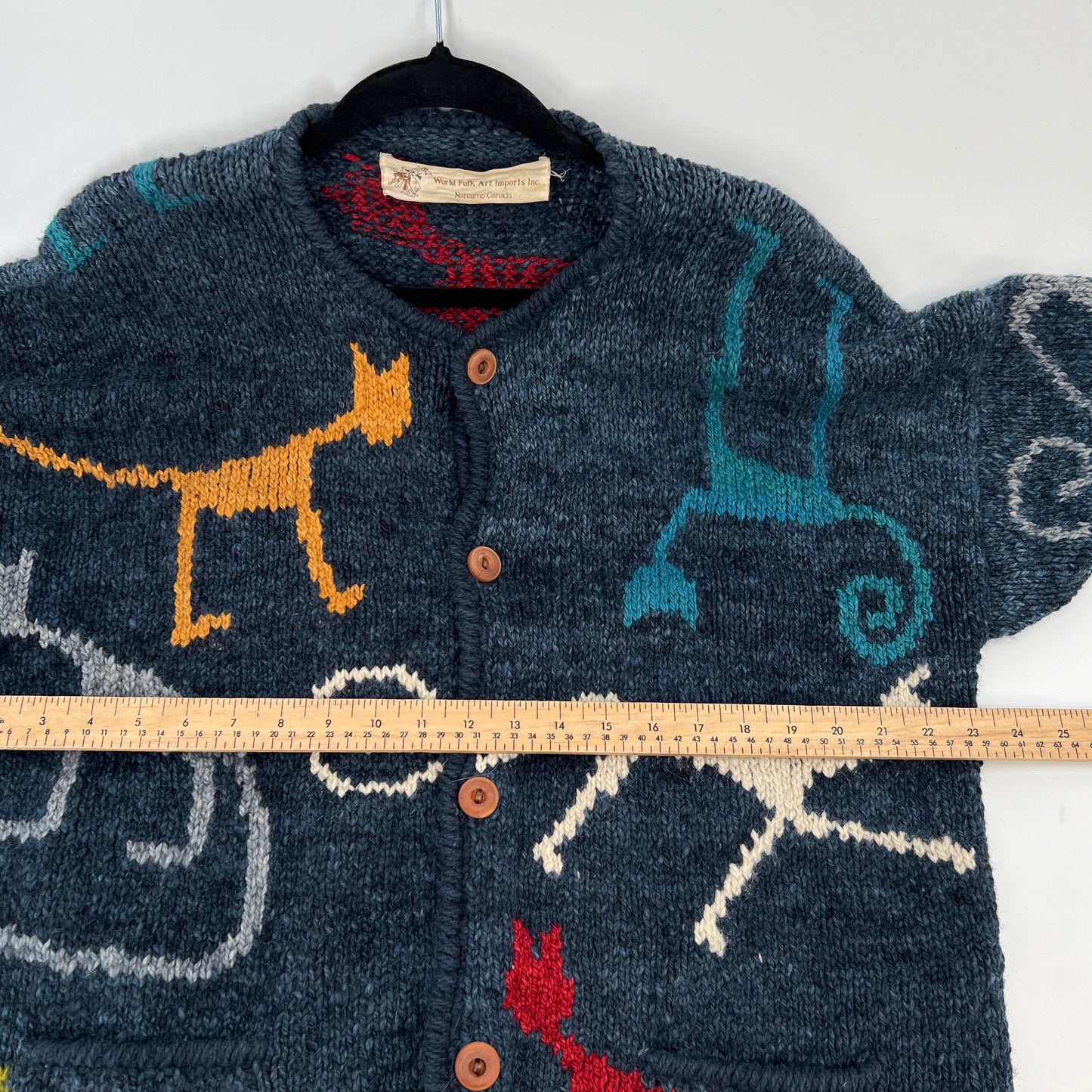 World Folk Art Imports Wool Cats Cardigan Prints L/XL