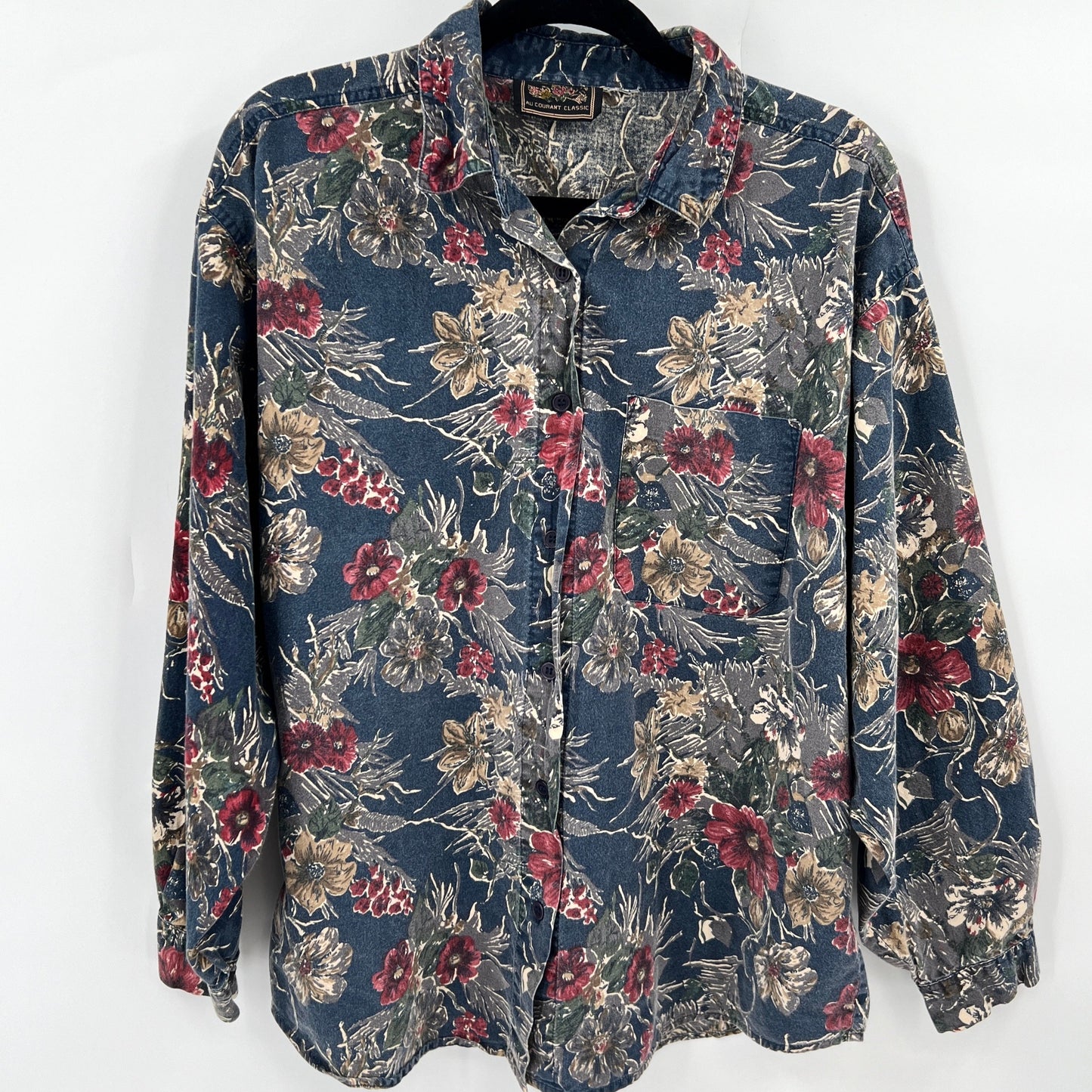 SOLD. Vintage Cotton Floral Casual Shirt