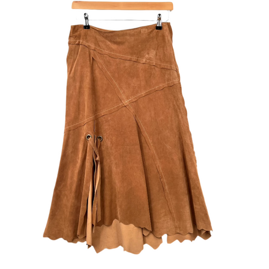Vintage Danier Suede Leather Boho Midi Skirt