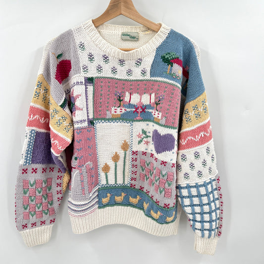 Vintage Willow Ridge Spring Ducks Cat Theme Sweater
