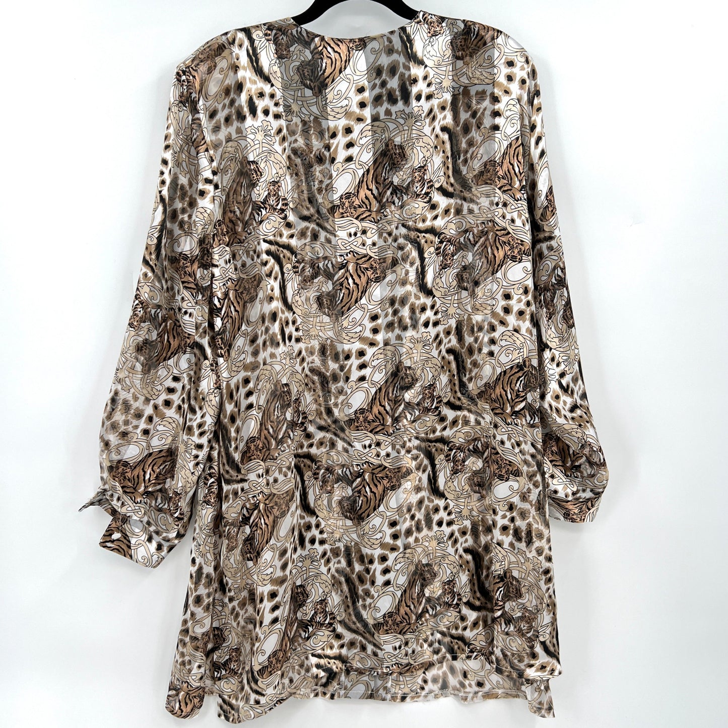 Vintage Animal Print Sheer Long Blouse/Cover Up