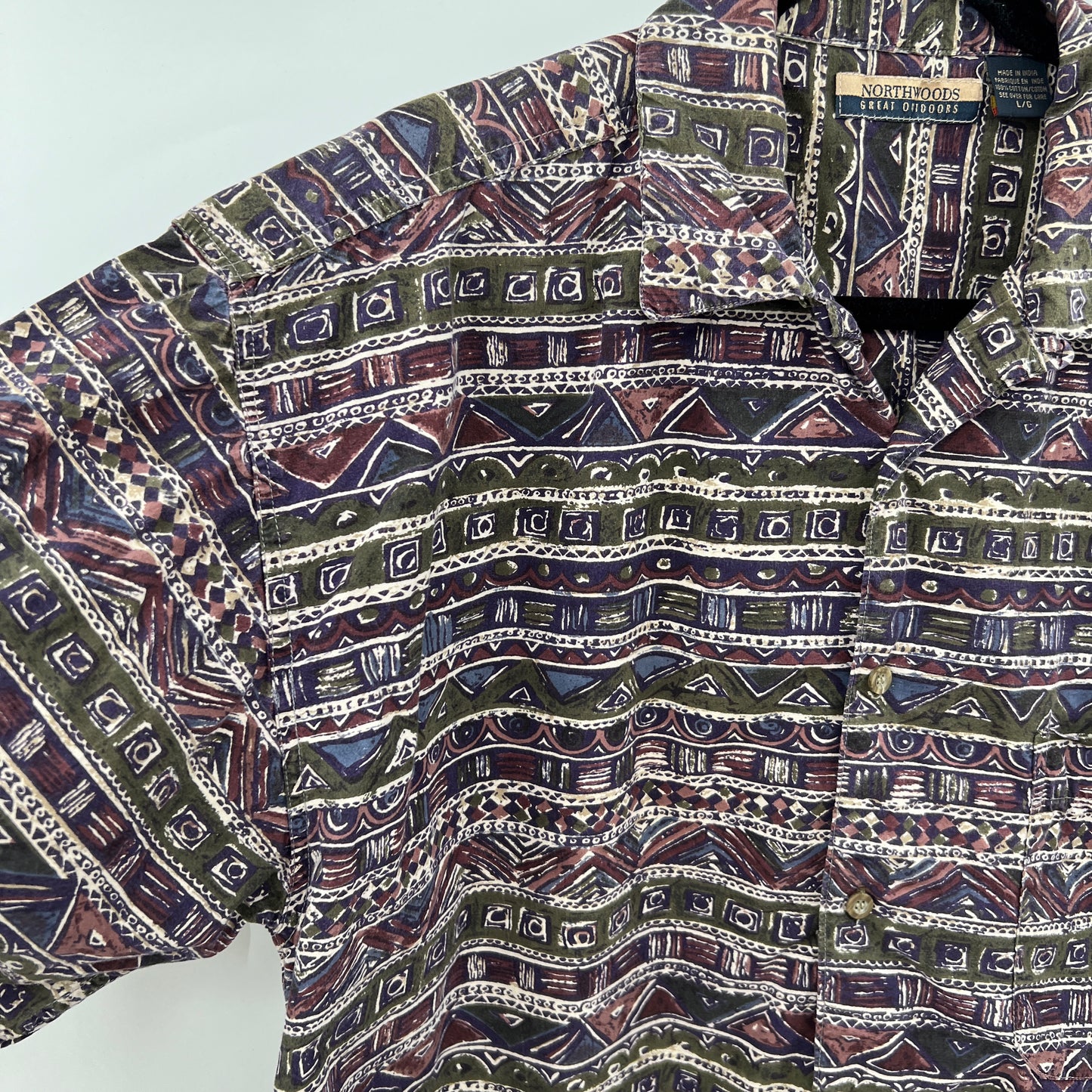 Vintage Northwoods Cotton Geometric Prints Shirt L