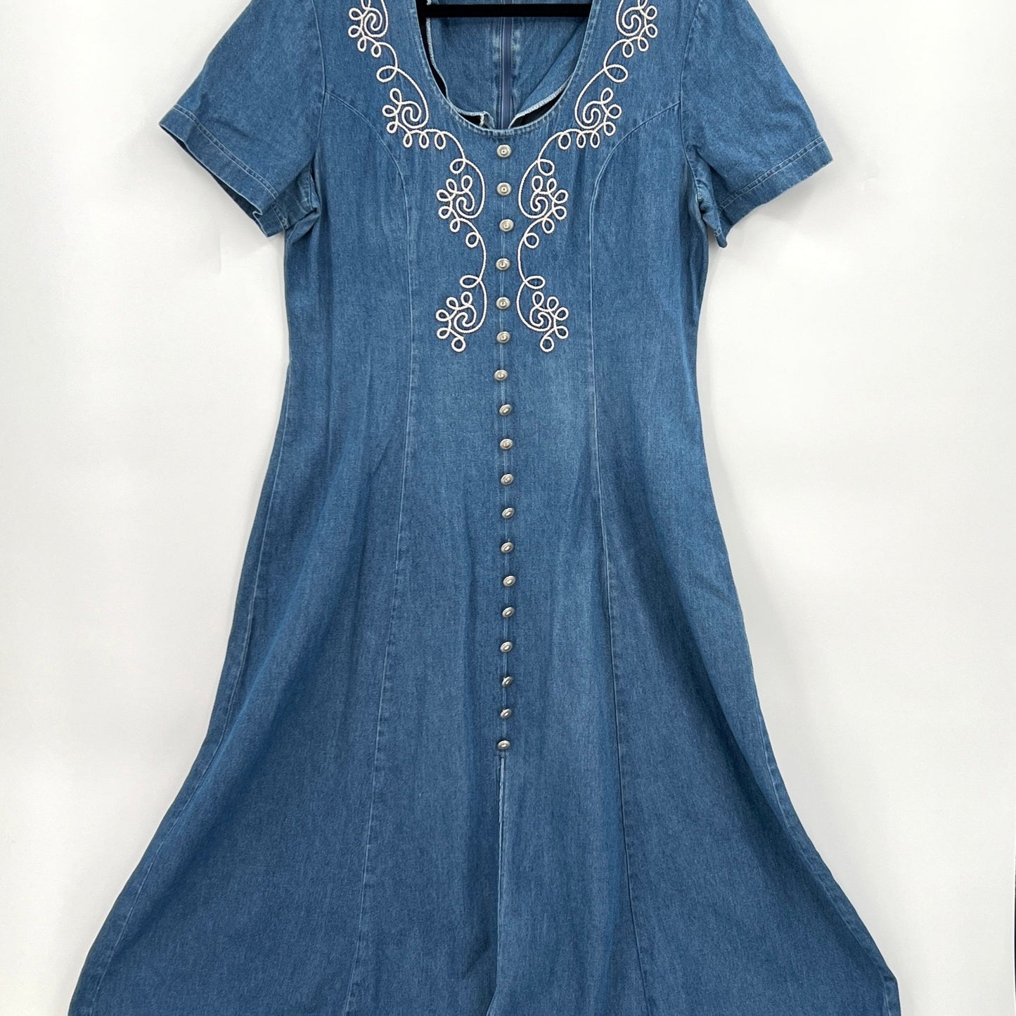 Vintage Denim Western Maxi Dress L