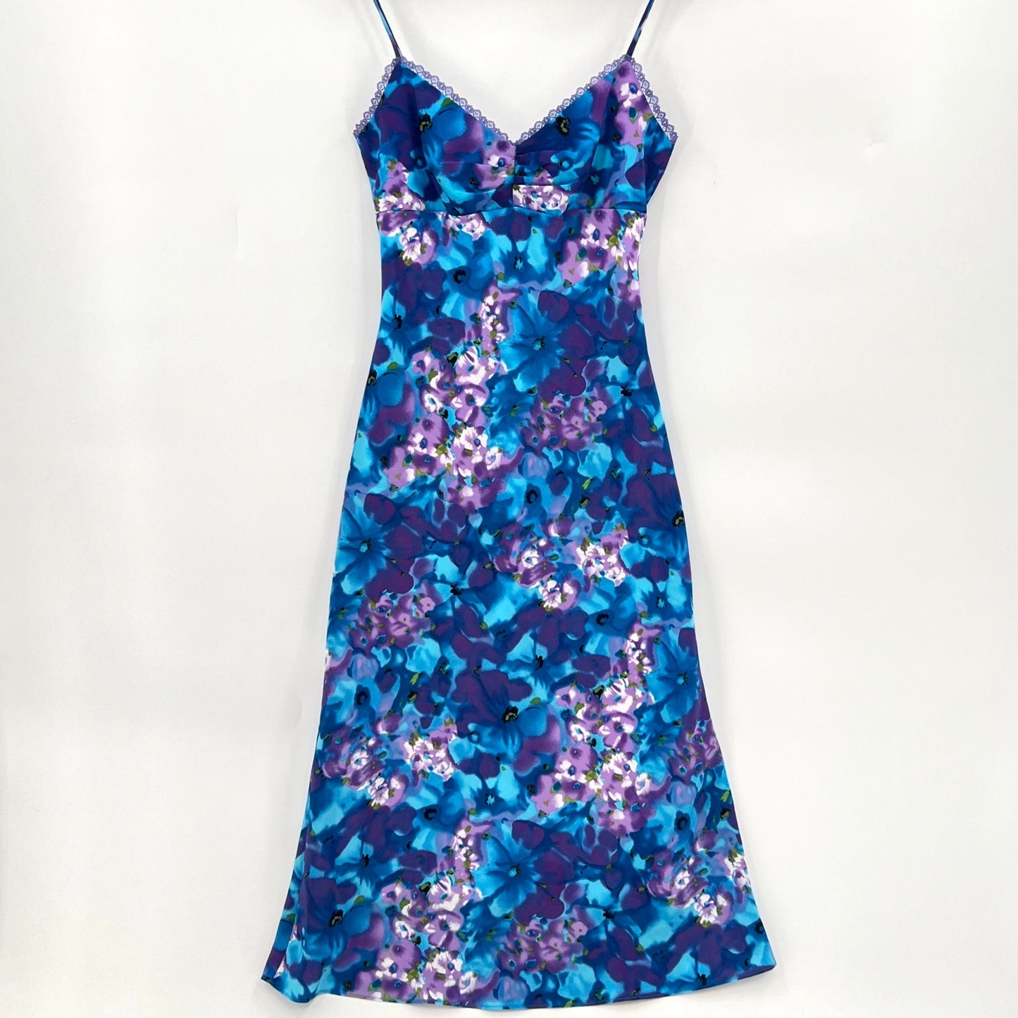 SOLD. Vintage Floral Slip Fitted Dress XS