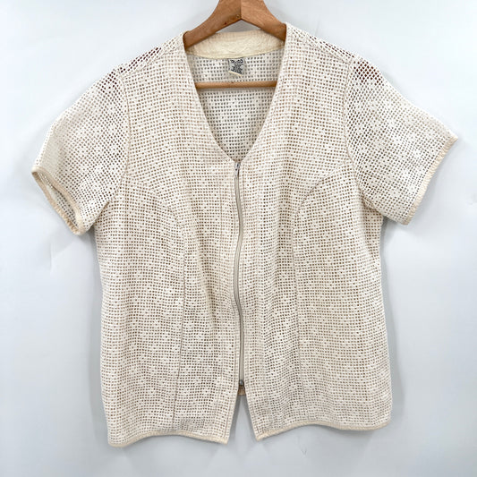 Cuco Cotton Lace Full Zip Top