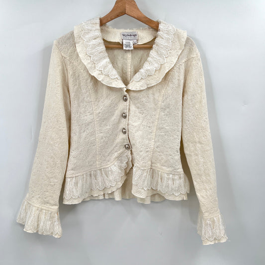 Raindrops Ruffle Lace Fitted Jacket L