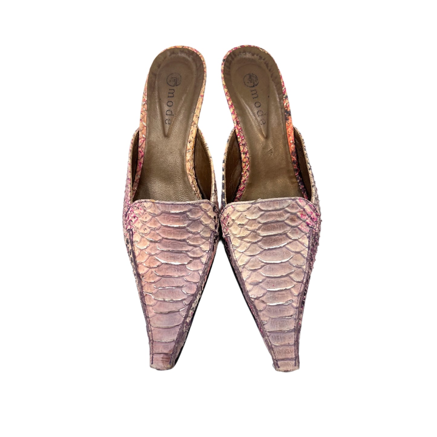 F. Mode Leather Pointy Toe  Mule Shoes