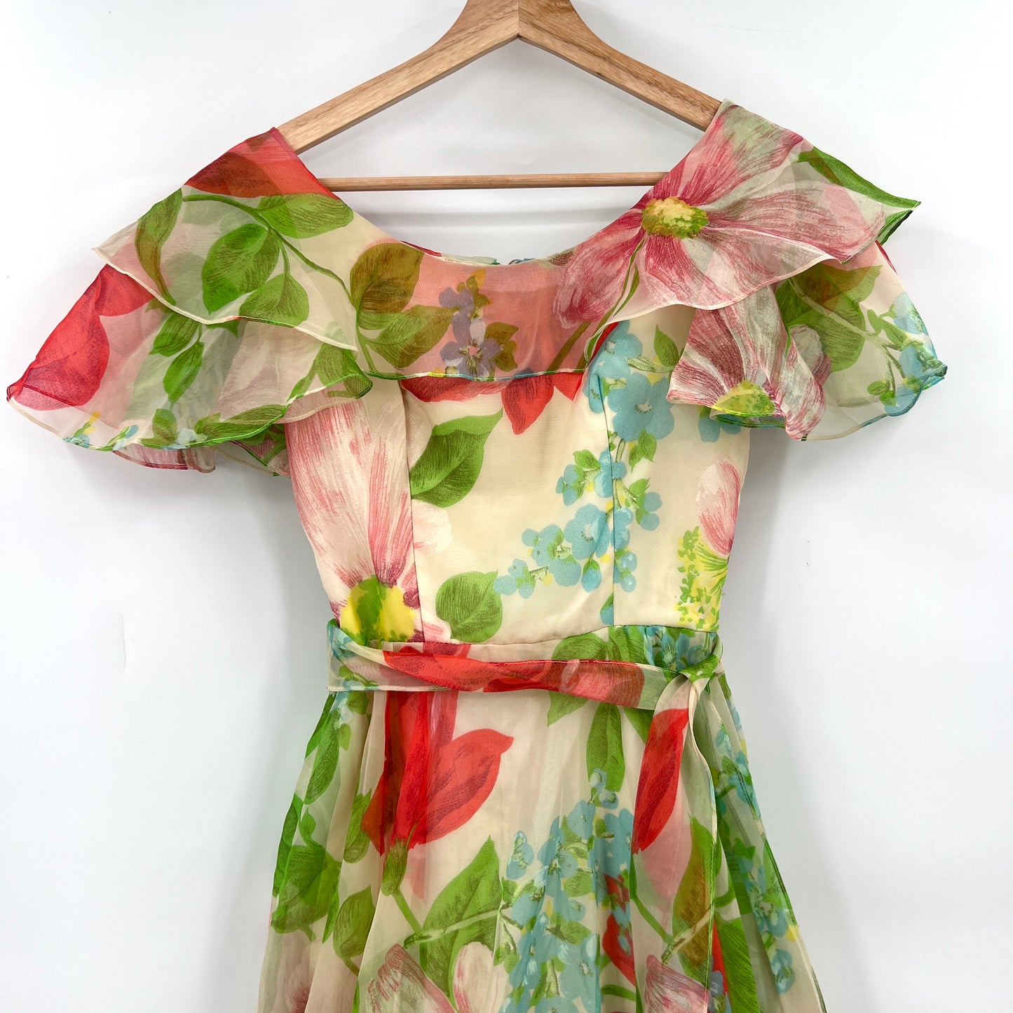 Vintage Floral Garden Maxi Dress XS