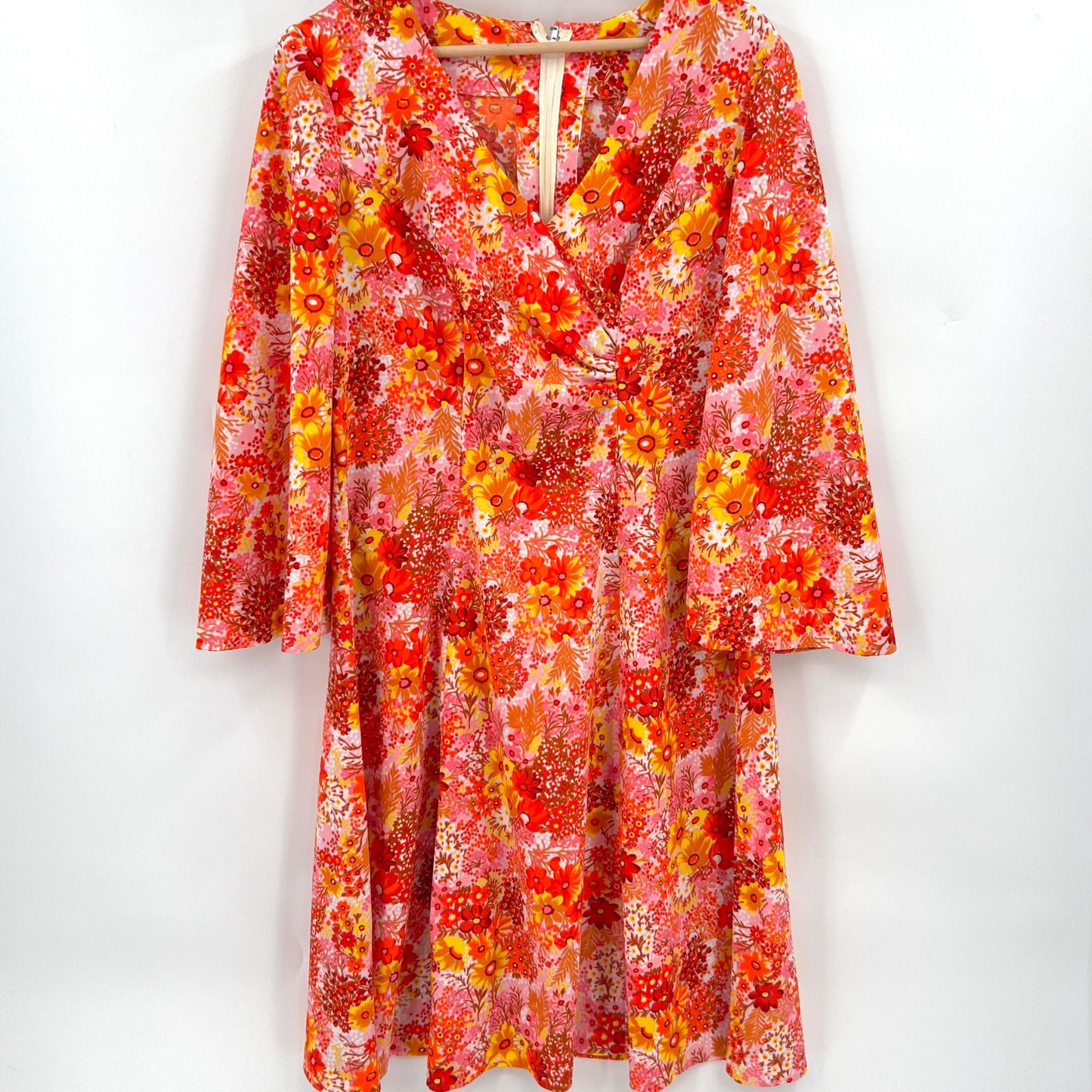 Vintage Handmade Floral 70s Style Dress XL