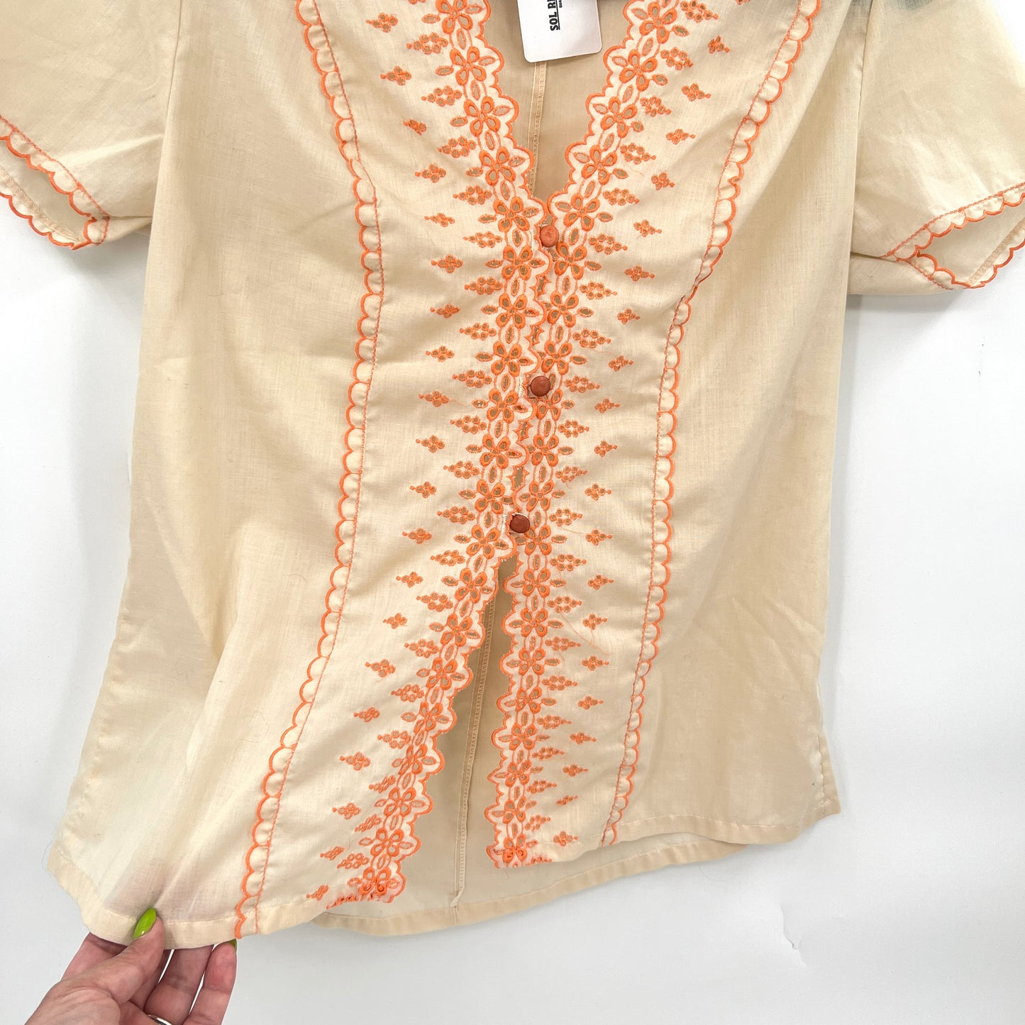 Vintage Triumph Sheer Embroidered Top S