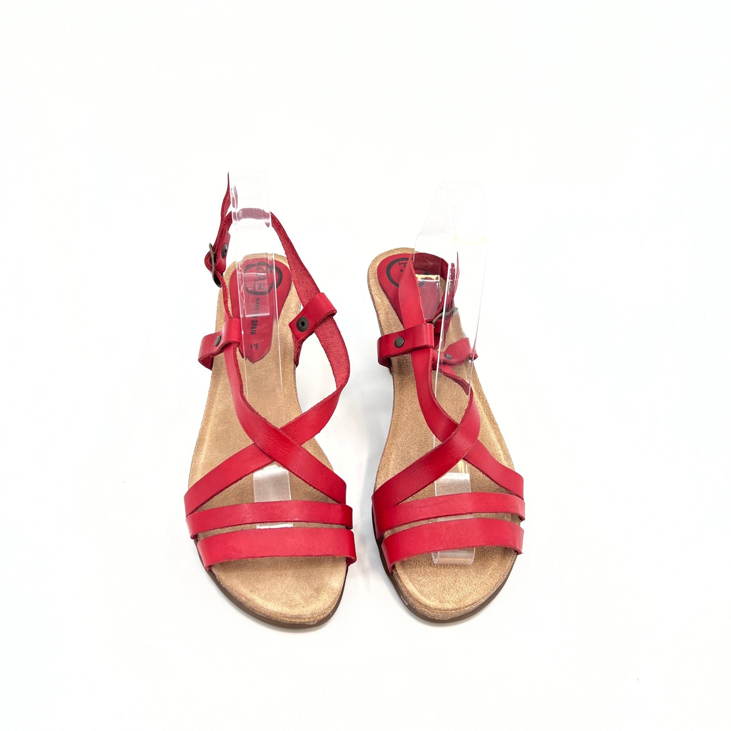 SOLD.FAB Made in Spain Red Leather Heel Sandals 41