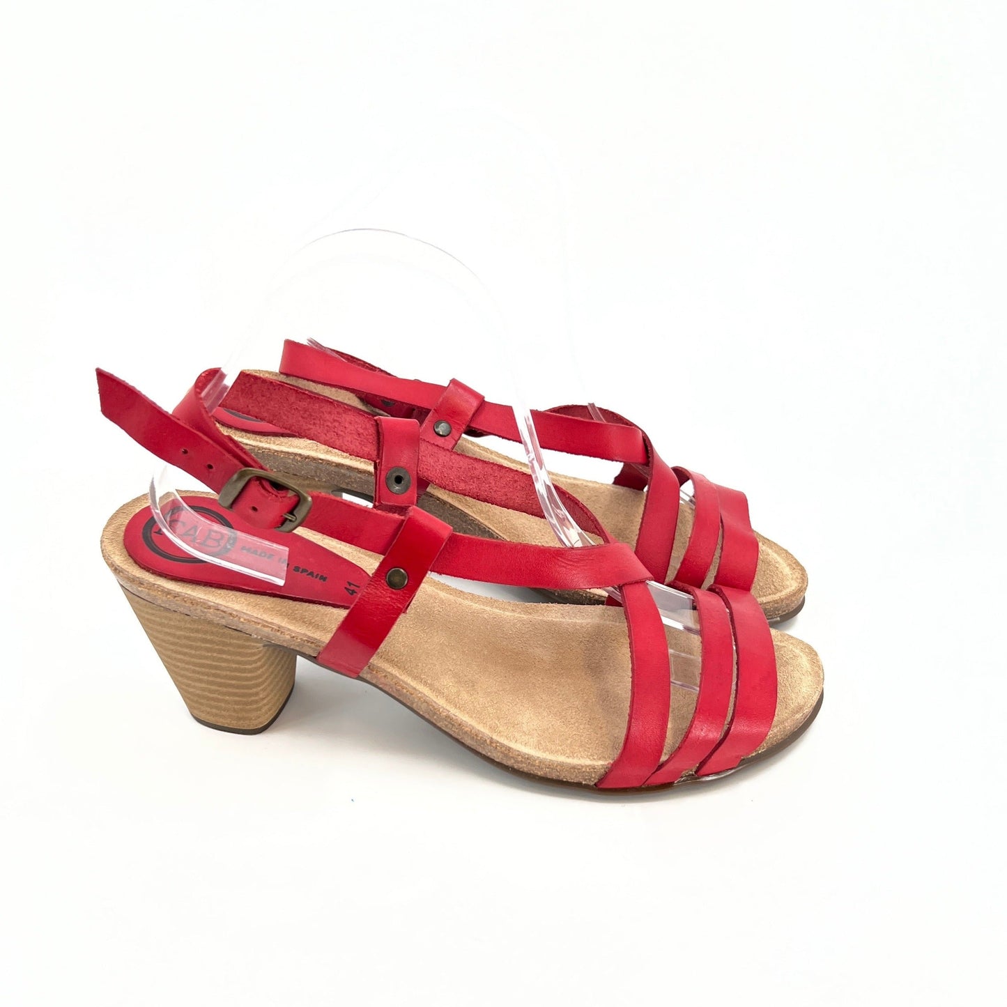 SOLD.FAB Made in Spain Red Leather Heel Sandals 41