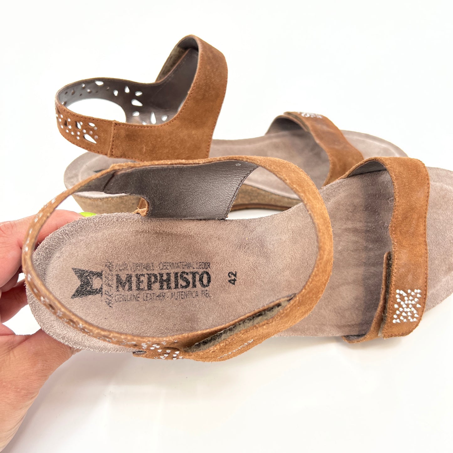 Mephisto Embellished Suede Leather Sandals 42