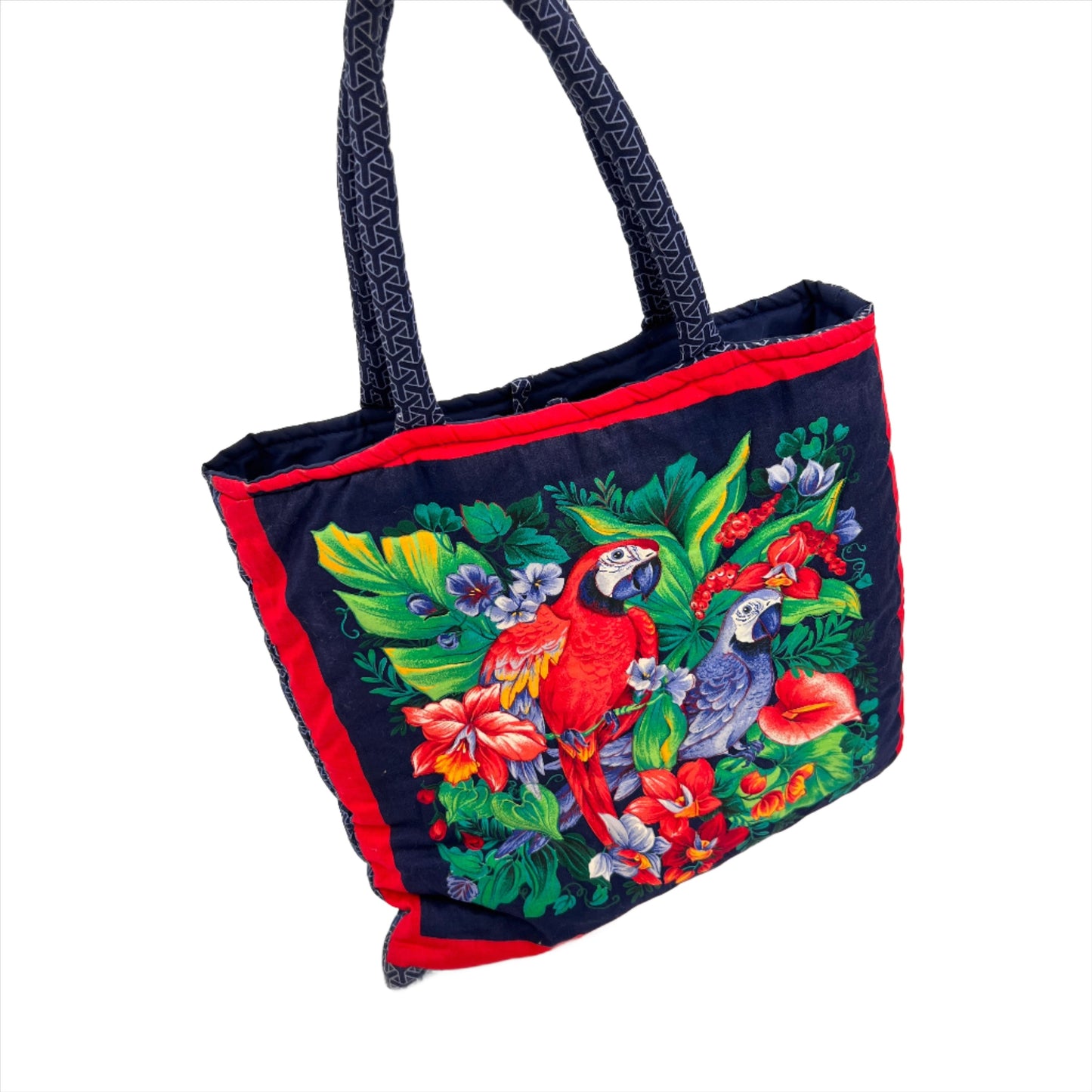 Tropical Parrots Quilted Tote
