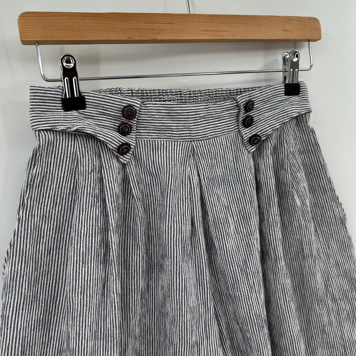 Vintage Denise Cotton Stripes Flare Cropped pants S/M