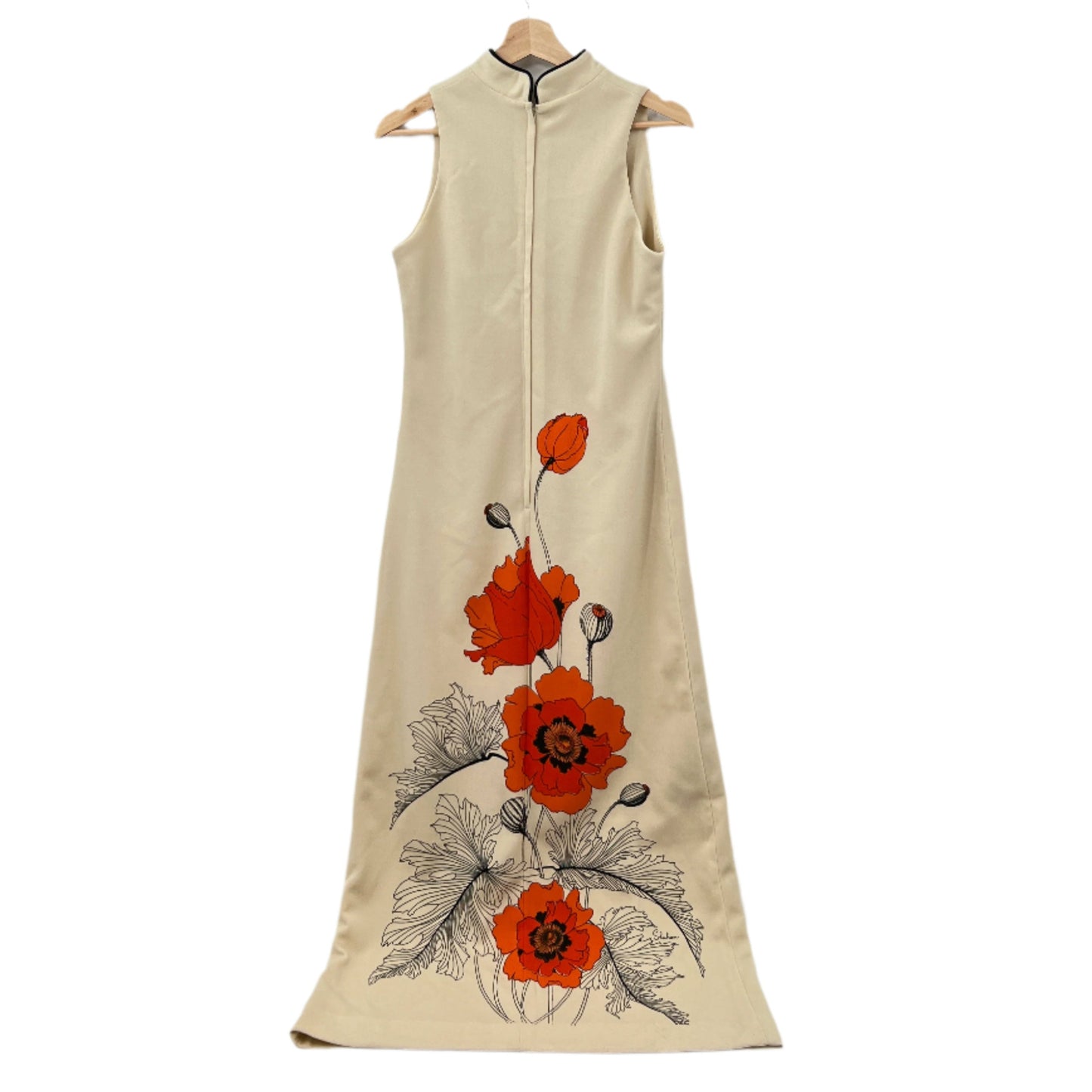 Vintage Alfred Shaheen Poppy Screen Printed Maxi Dress