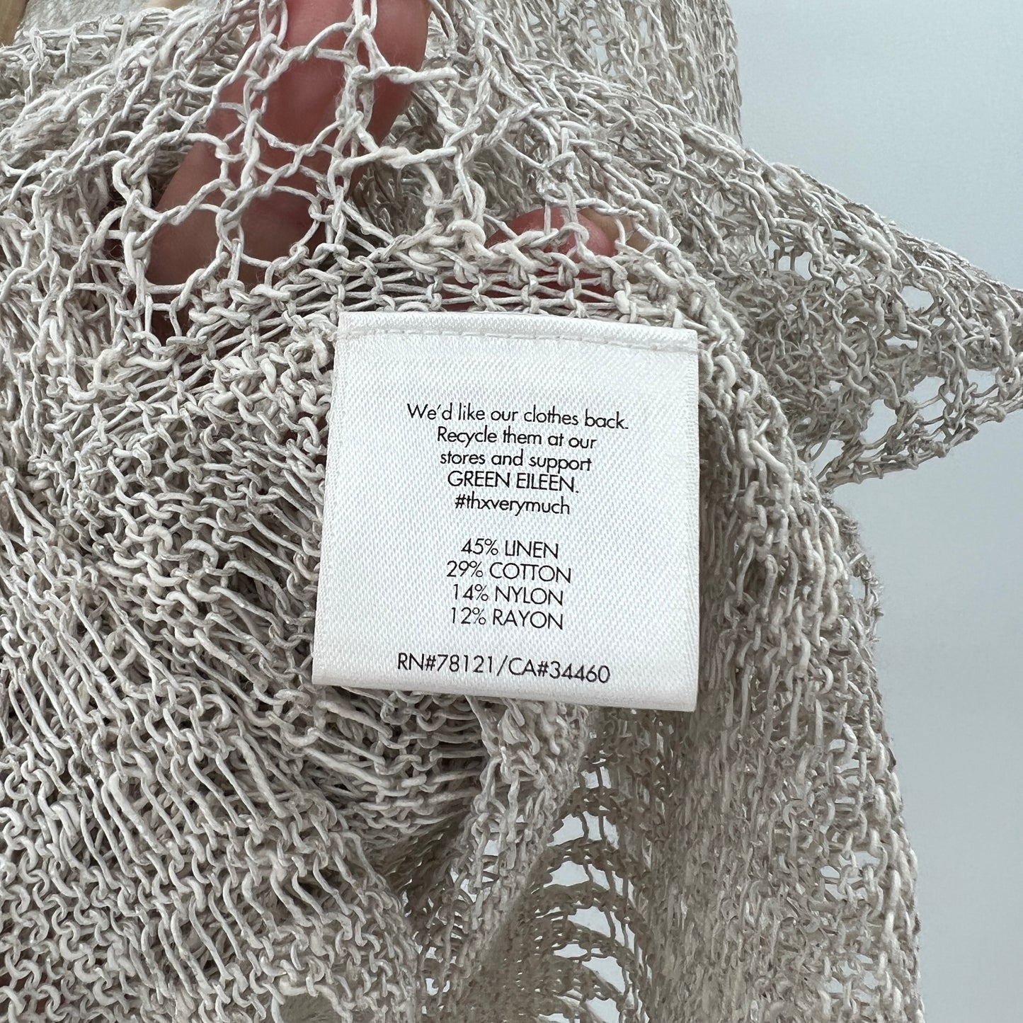 Eileen Fisher Loose Knit Linen Blend Asymmetrical Sweater PL