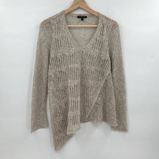 Eileen Fisher Loose Knit Linen Blend Asymmetrical Sweater PL