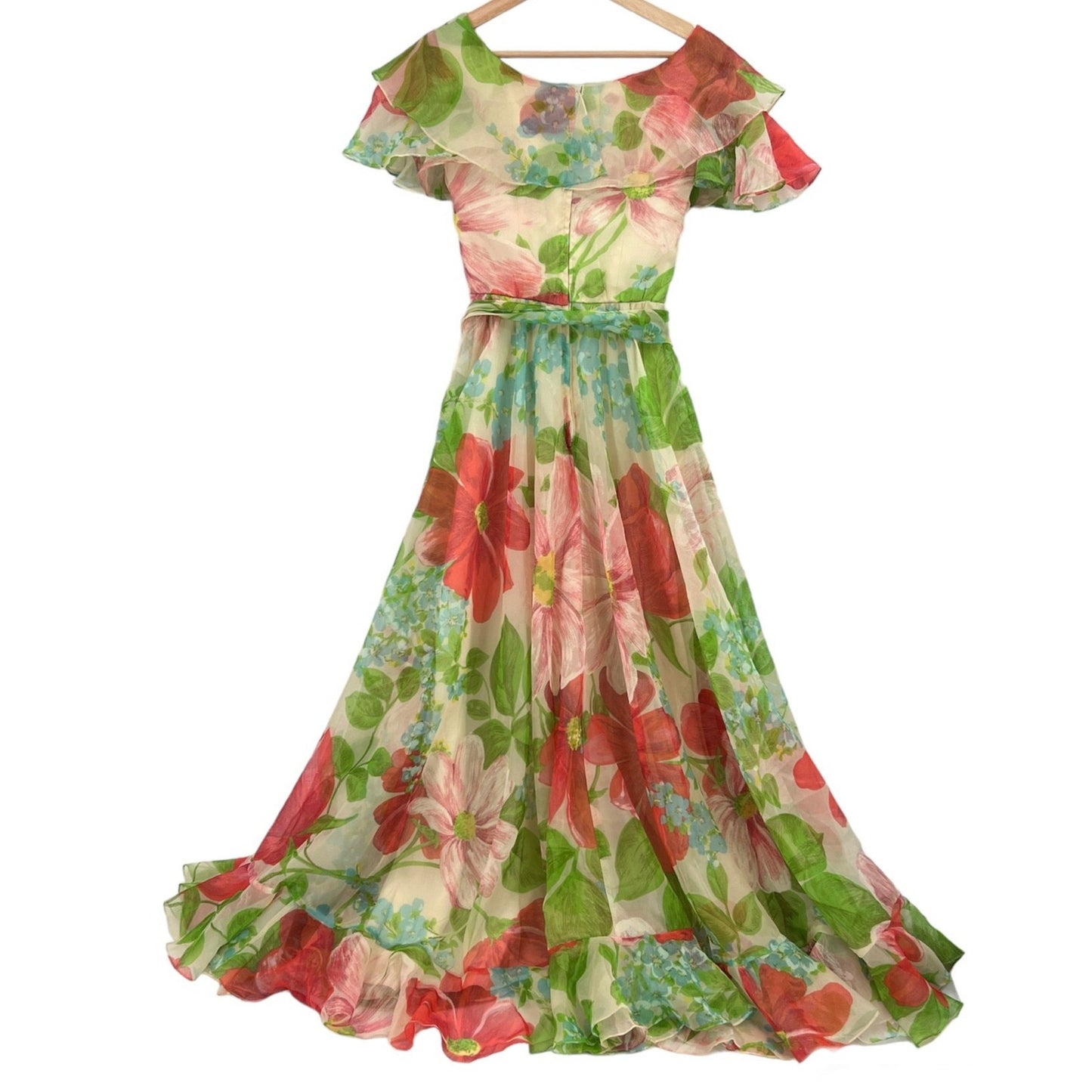 Vintage Floral Garden Maxi Dress XS