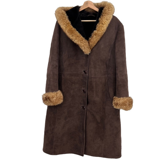 Vintage Shearling Hooded Afghan Penny Lane Style Coat