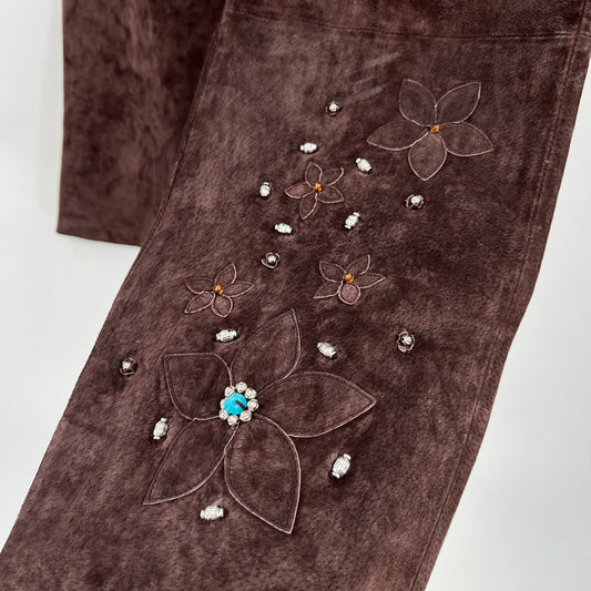 Y2K Simply JM Enbelished Suede Leather Pants