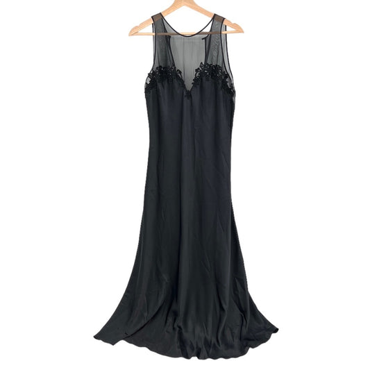 Vintage Satin and Mesh Top Sleepwear Maxi Dress